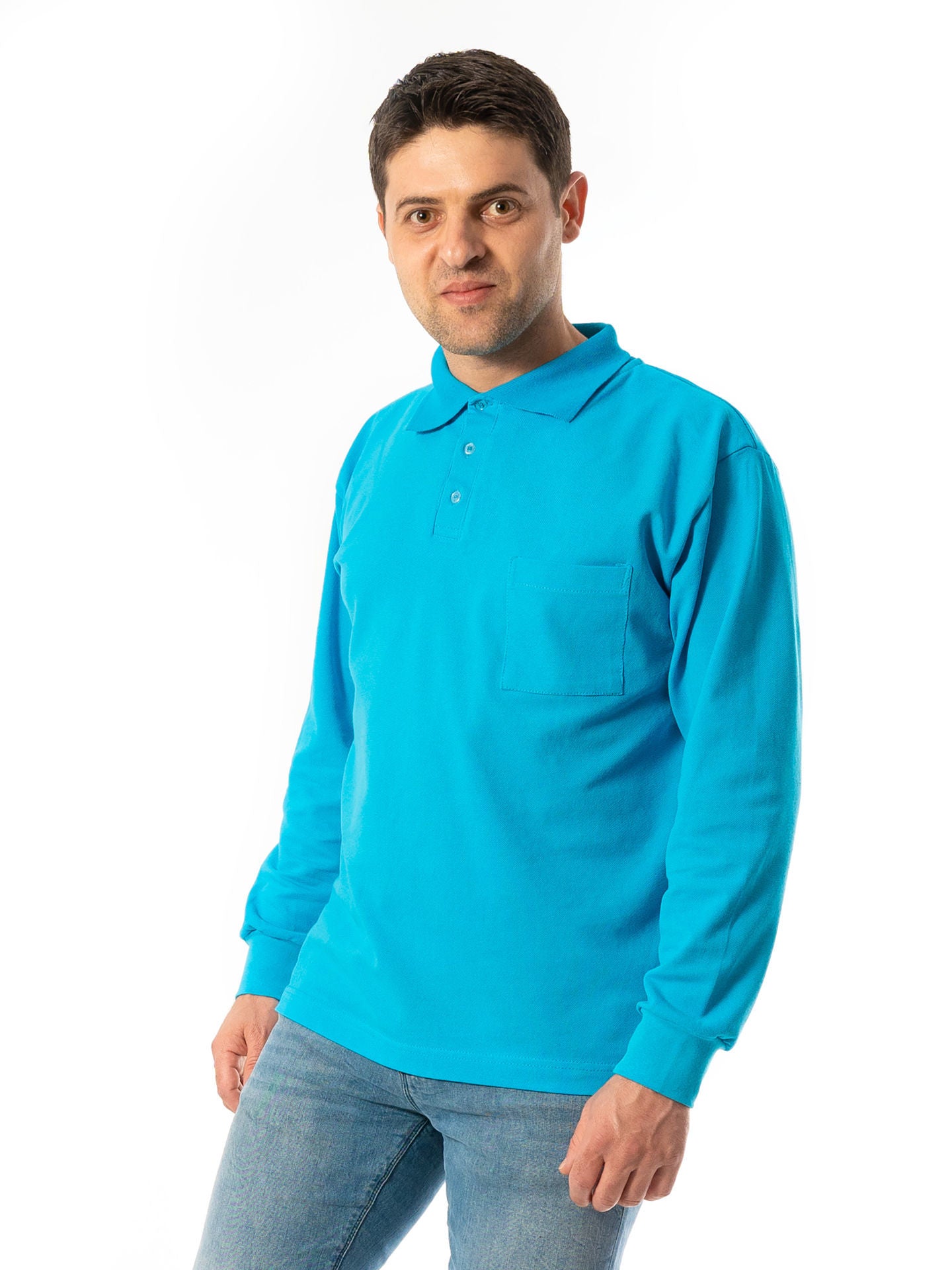 Tricou Polo Bărbați 1045 cu Mânecă Lungă din Bumbac