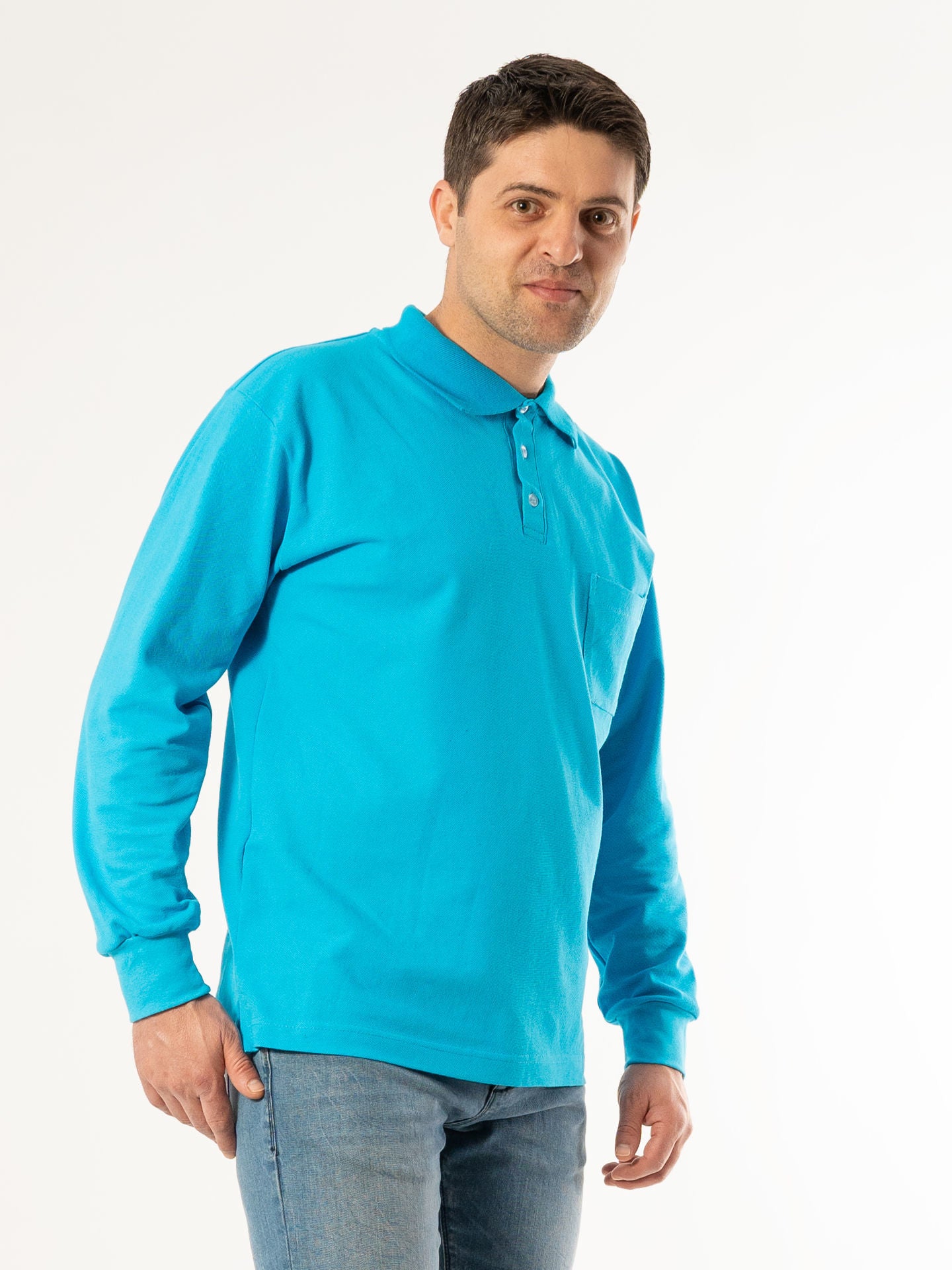 Tricou Polo Bărbați 1045 cu Mânecă Lungă din Bumbac