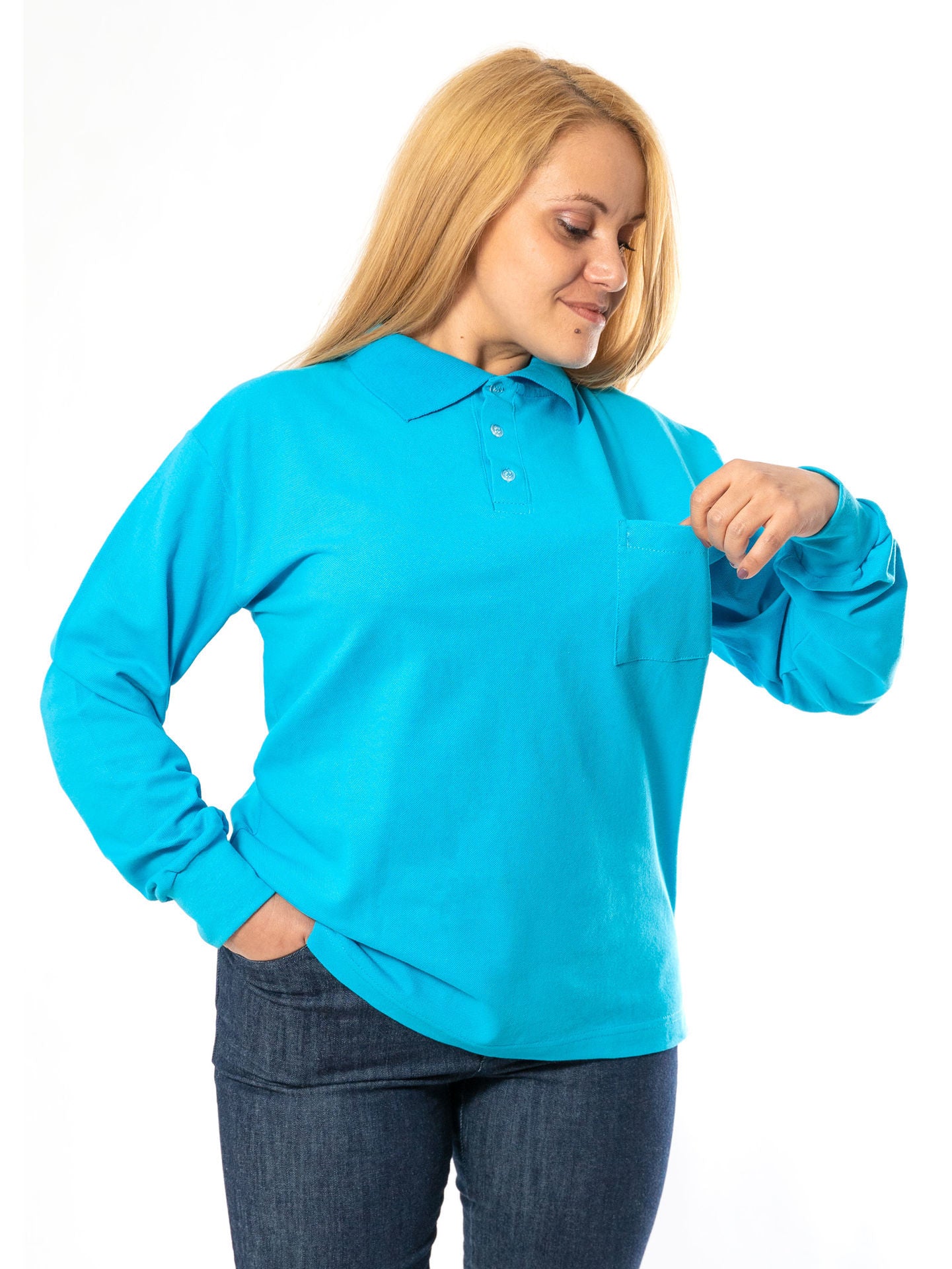 Tricou Polo Damă 1051 cu Mânecă Lungă din Bumbac