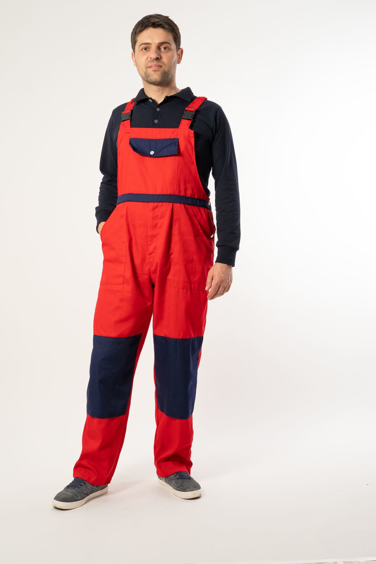 Pantalon cu Pieptar 1092 Bicolor din Tercot