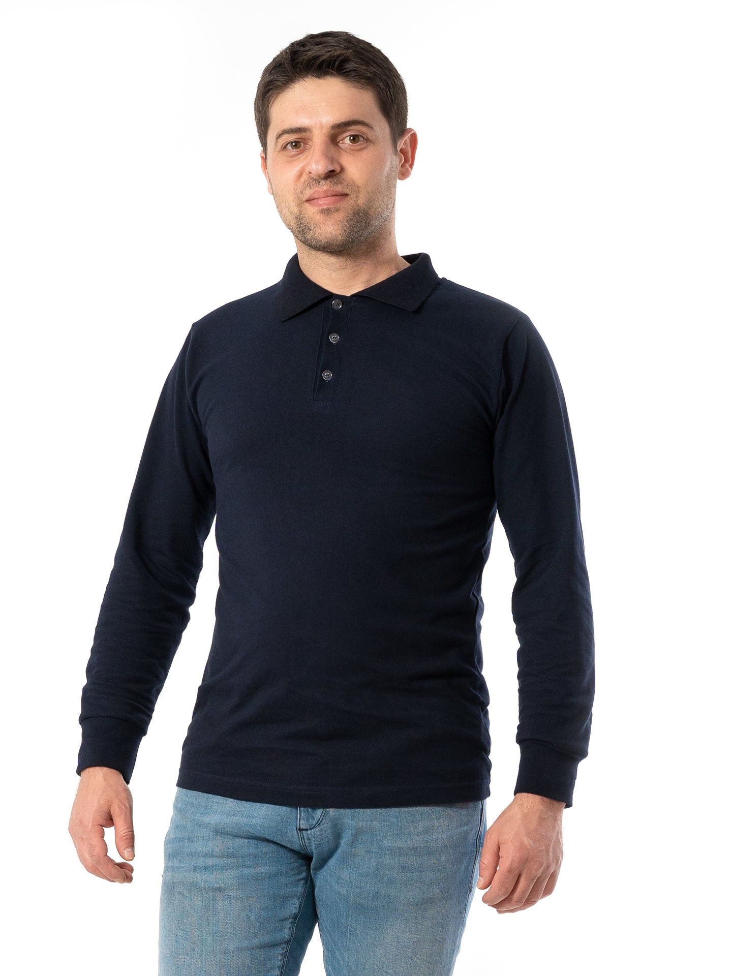 Tricou Polo Bărbați 1003 cu Mânecă Lungă din Bumbac