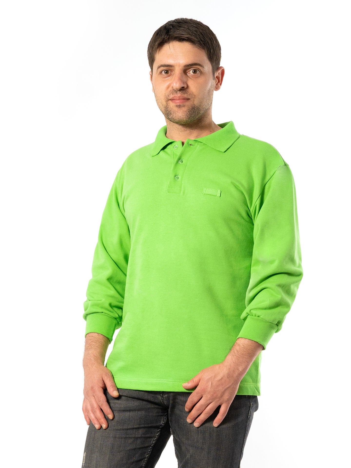 Tricou Polo Bărbați 1050 cu Mânecă Lungă din Bumbac