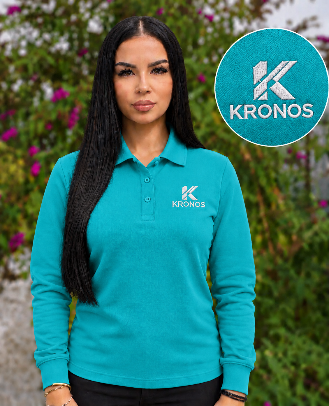 Tricou Polo Damă cu Mânecă Lungă din Bumbac