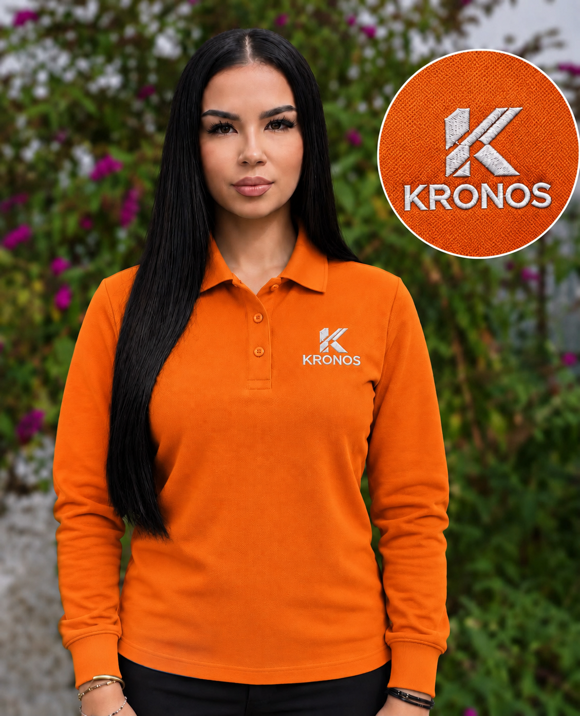 Tricou Polo Damă cu Mânecă Lungă din Bumbac