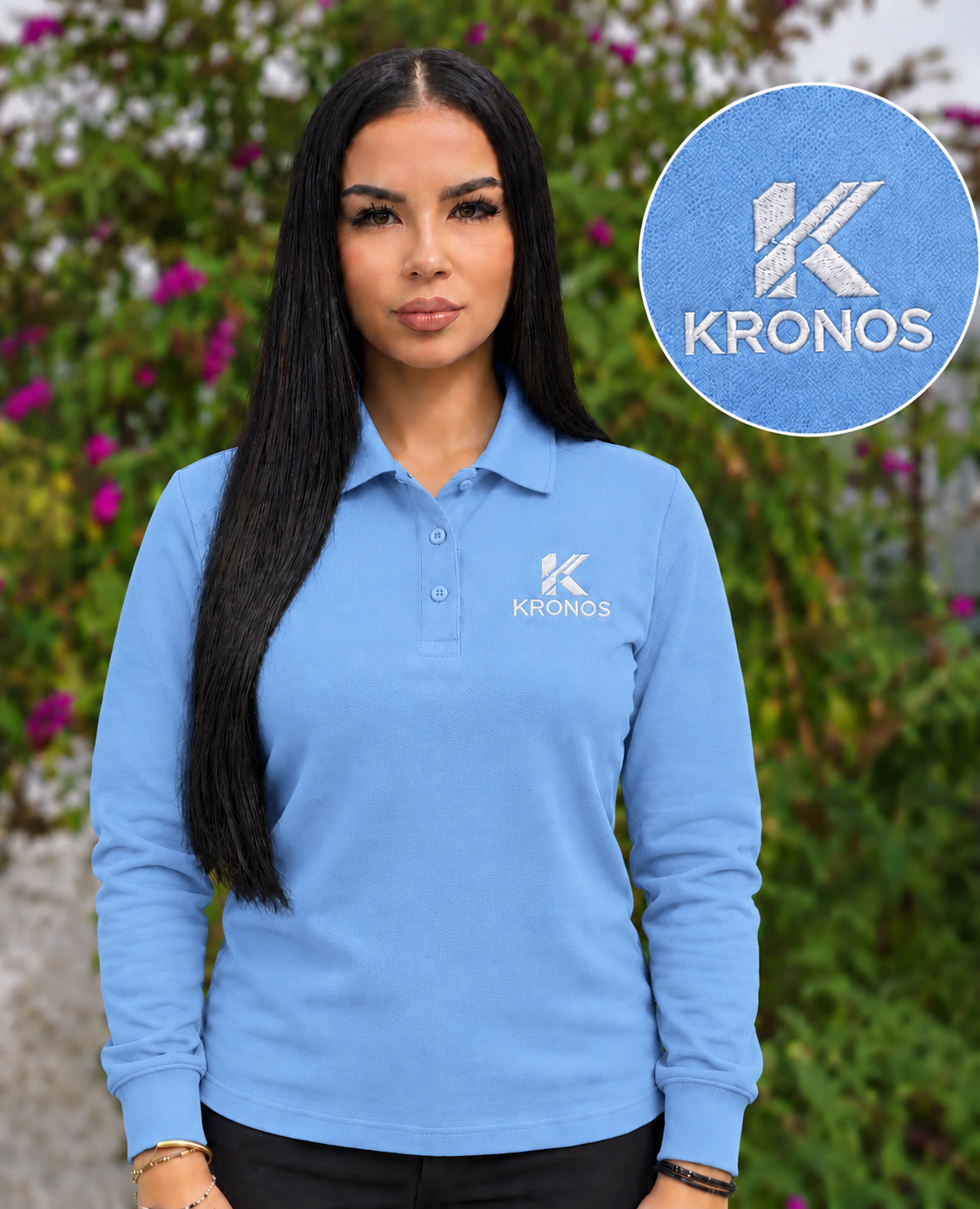 Tricou Polo Damă cu Mânecă Lungă din Bumbac