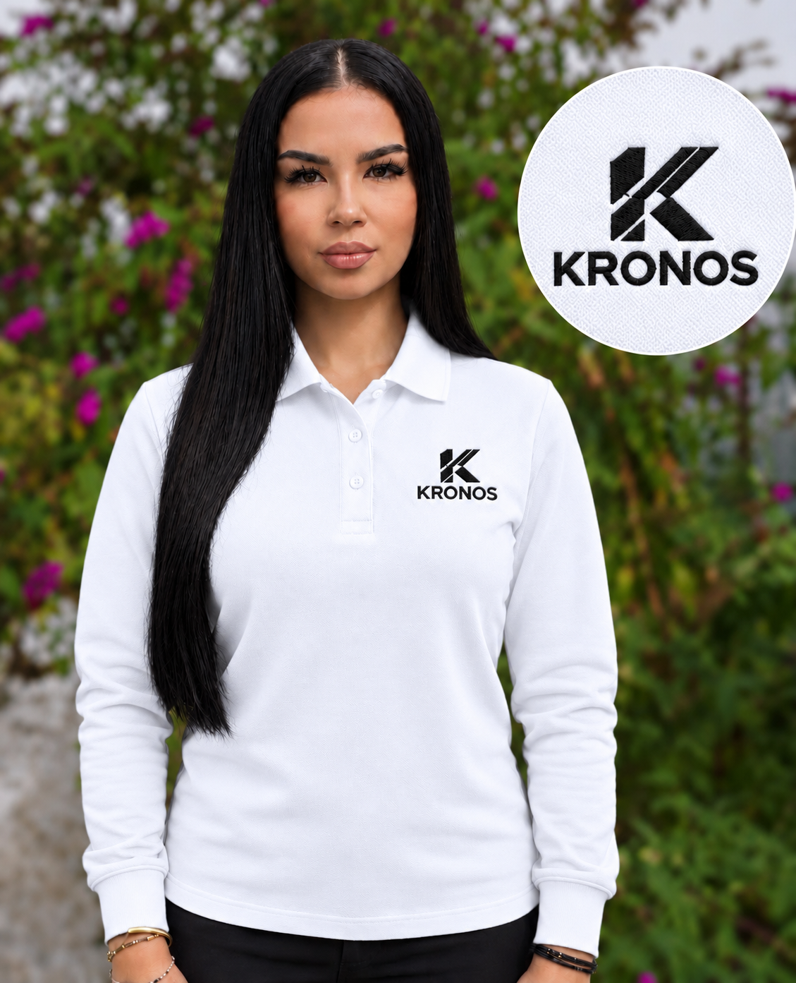 Tricou Polo Damă cu Mânecă Lungă din Bumbac