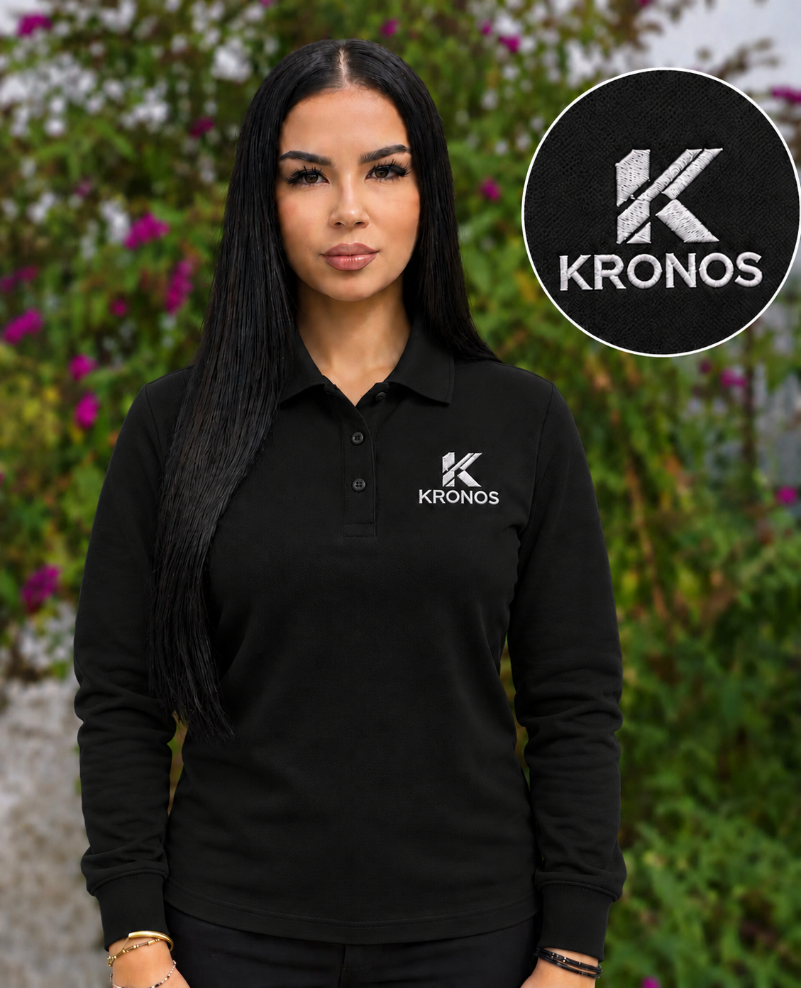 Tricou Polo Damă cu Mânecă Lungă din Bumbac