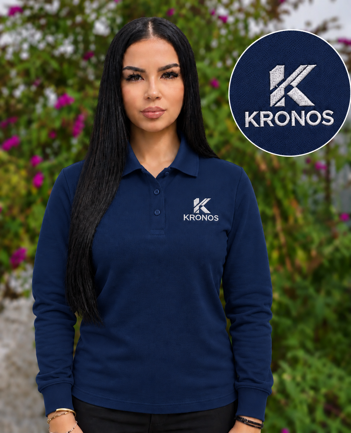 Tricou Polo Damă cu Mânecă Lungă din Bumbac