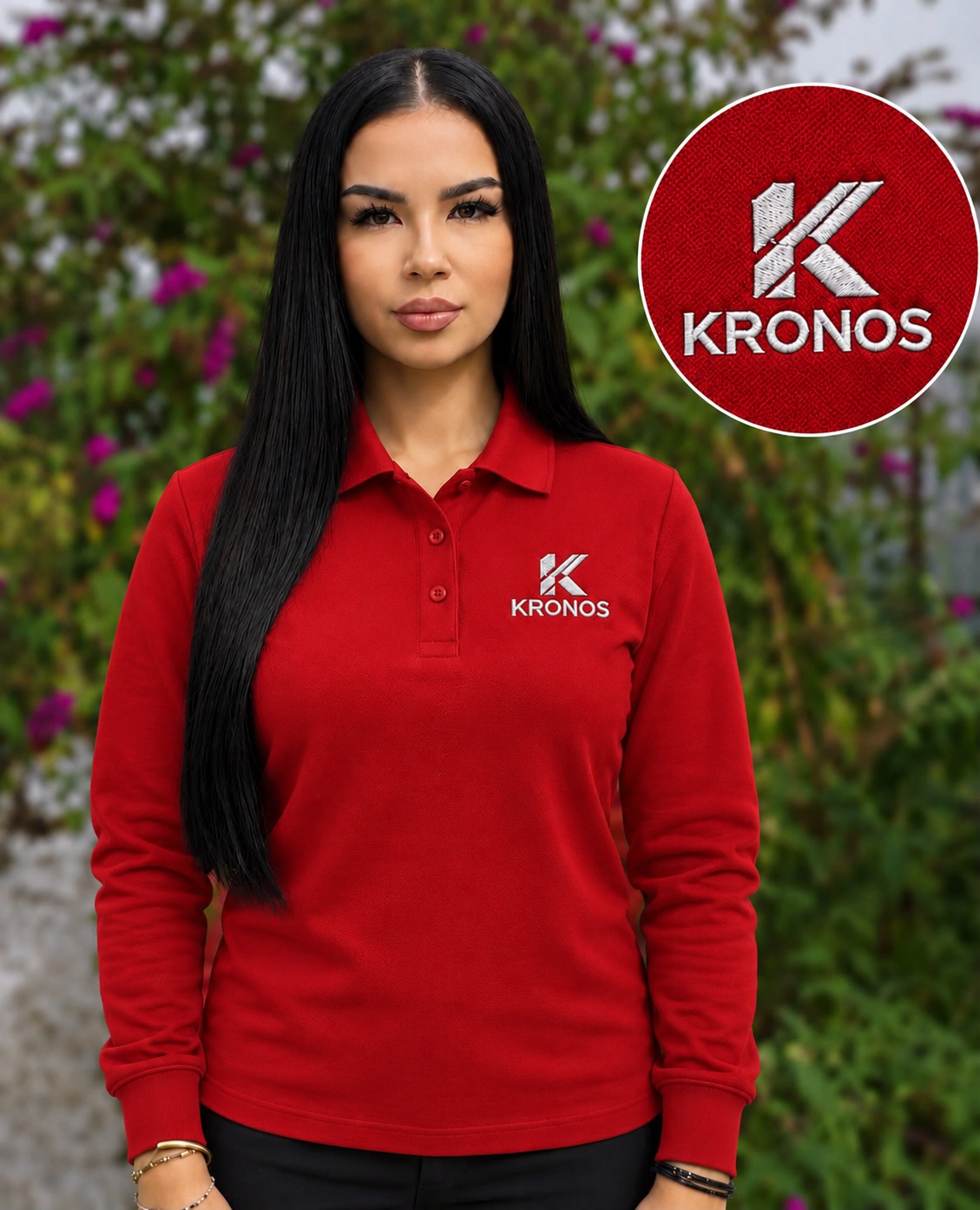 Tricou Polo Damă cu Mânecă Lungă din Bumbac