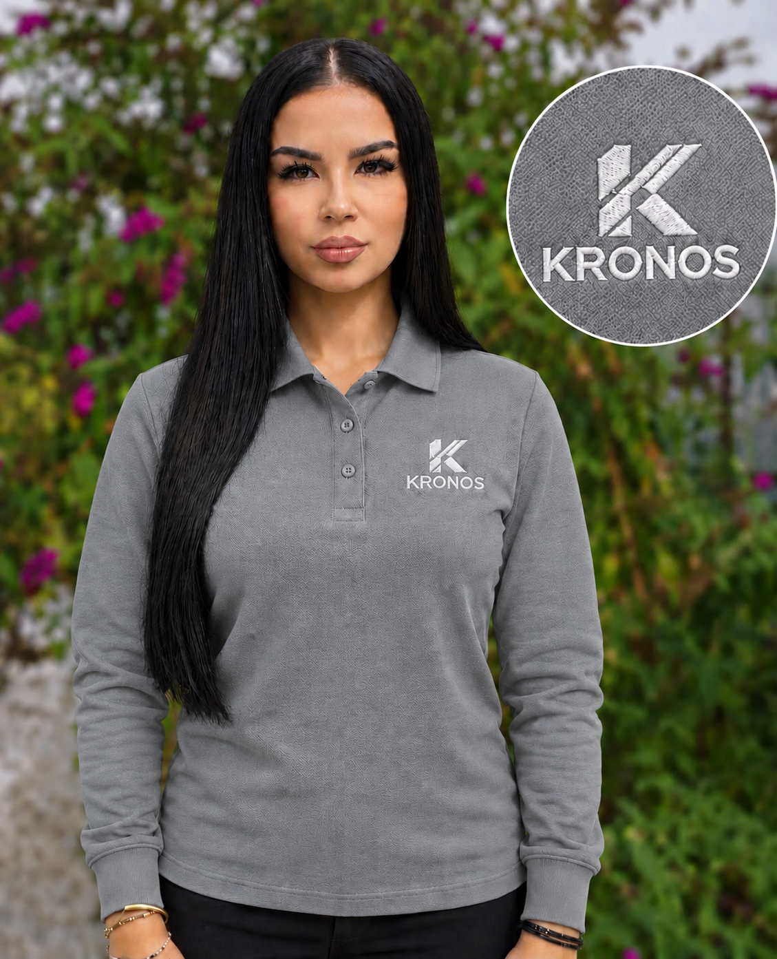 Tricou Polo Damă cu Mânecă Lungă din Bumbac