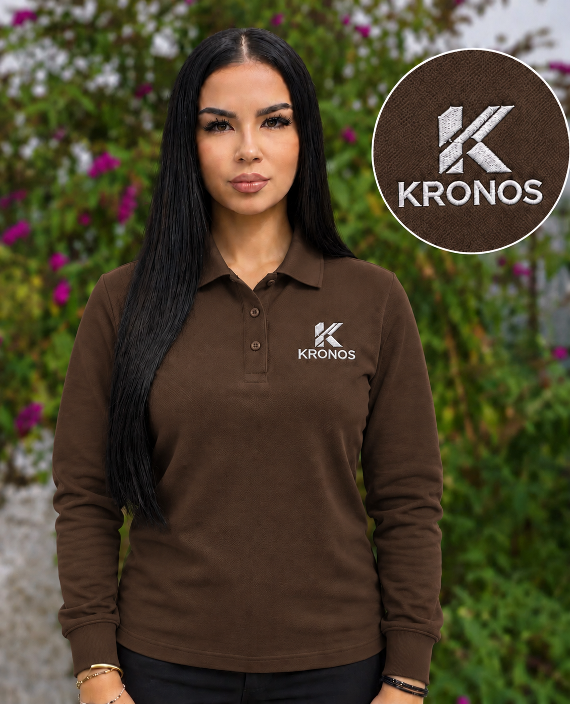 Tricou Polo Damă cu Mânecă Lungă din Bumbac