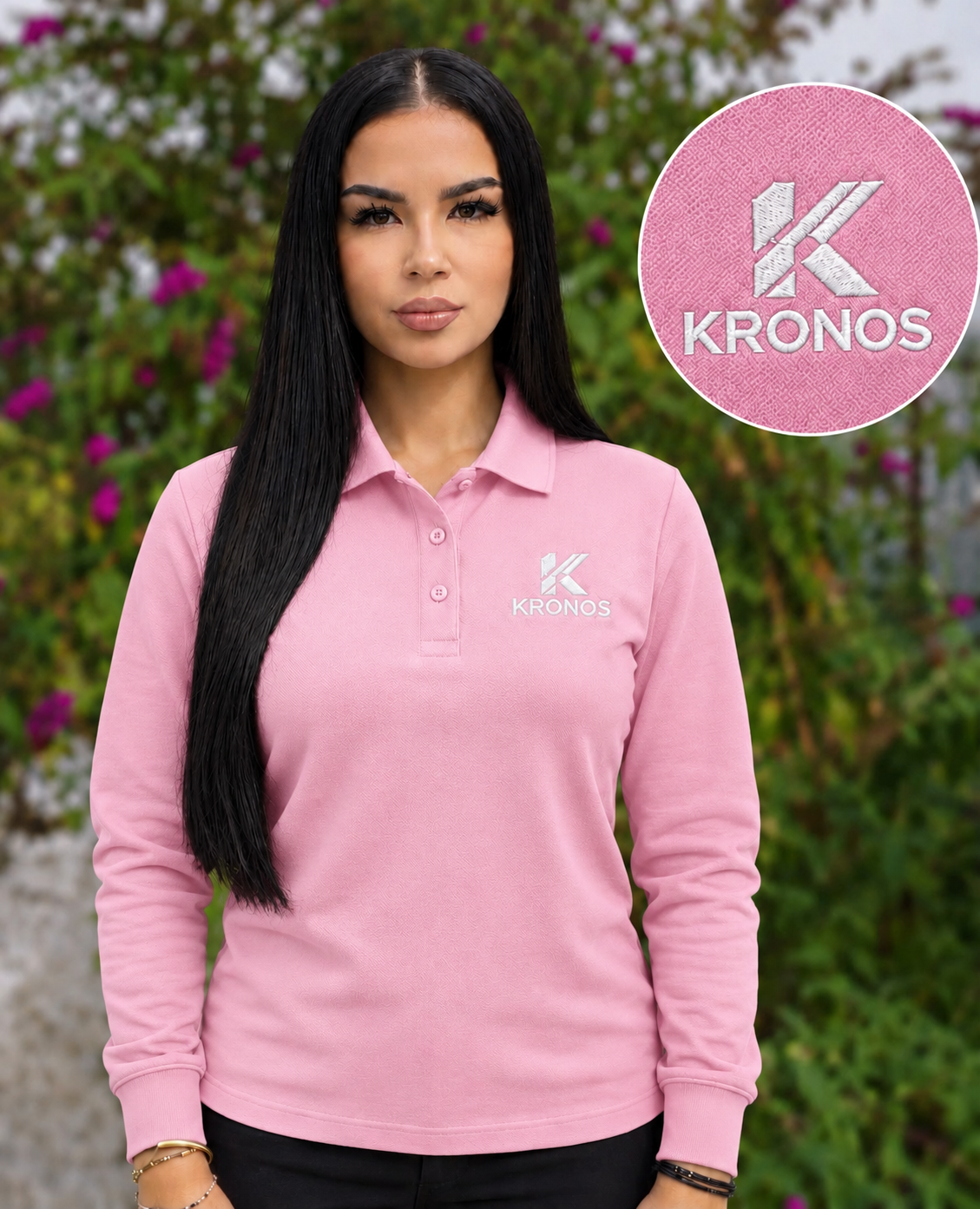 Tricou Polo Damă cu Mânecă Lungă din Bumbac