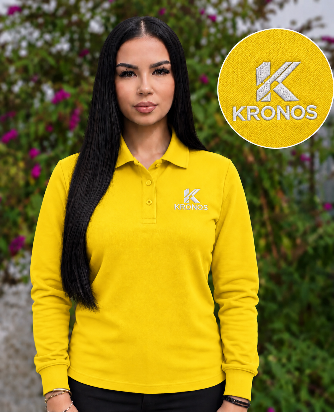 Tricou Polo Damă cu Mânecă Lungă din Bumbac